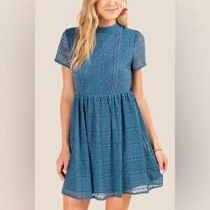 #132 FRANCESCA’S COLLECTION •VIVIENNE LADDER • TEAL LACE DRESS